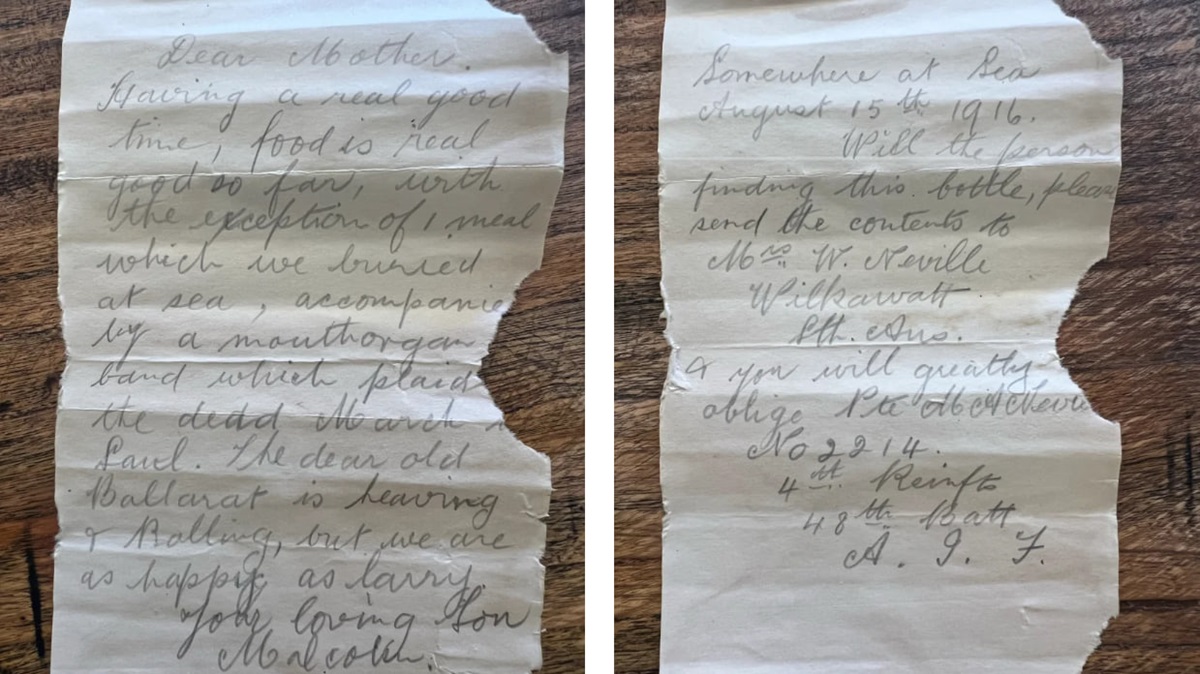 На пляжі в Австралії знайшли пляшку з листами солдатів Першої світової